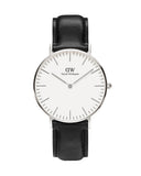 Daniel Wellington Classic Petite York White Dial Black Leather Strap Watch For Women - DW00100188