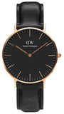 Daniel Wellington Classic Sheffield Black Dial Black Leather Strap Watch For Women - DW00100139