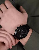 Michael Kors Lexington Chronograph Black Dial Black Steel Strap Watch For Men - MK8591