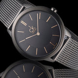 Calvin Klein Minimal Black Dial Black Mesh Bracelet Watch for Women - K3M22421