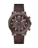 Guess Edge Chronograph Brown Dial Brown Leather Strap Watch For Men - GW0492G2