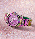 Guess Allara Quartz Purple Dial Purple Steel Strap Watch For Women - GW0604L4