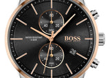 Hugo Boss Associate Chronograph Black Dial Silver Mesh Bracelet Watch for Men - 1513805
