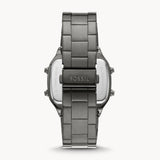 Fossil Retro Digital Black Dial Black Steel Strap Watch for Men - FS5846