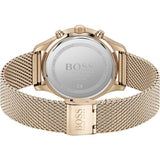 Hugo Boss Associate Chronograph Black Dial Rose Gold Mesh Bracelet Watch for Men - 1513806