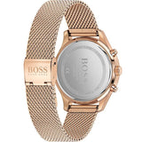 Hugo Boss Associate Chronograph Black Dial Rose Gold Mesh Bracelet Watch for Men - 1513806