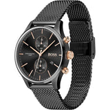 Hugo Boss Associate Chronograph Black Dial Black Mesh Bracelet Watch for Men - 1513811