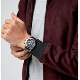 Hugo Boss Ikon Black Dial Black Leather Strap Watch for Men - 1513178