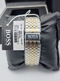 Hugo Boss Navigator Chronograph White Dial Two Tone Steel Strap Watch for Men - 1513499