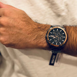 Hugo Boss Grandmaster Chronograph Black Dial Black Steel Strap Watch for Men - 1513885