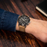 Hugo Boss Allure Chronograph Black Dial Brown Leather Strap Watch for Men - 1513964