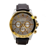 Hugo Boss Ikon Chronograph White Dial Brown Leather Strap Watch for Men - 1513174
