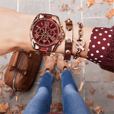 Michael Kors Bradshaw Burgundy Dial Two Tone Steel Strap Watch for Women - MK6270