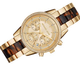 Michael Kors Ritz Chronograph Gold Dial Two Tone Steel Strap Watch for Women - MK6322