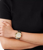 Michael Kors Wren Chronograph Crystals Silver Two Tone Steel Strap Watch for Women - MK6953