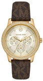 Michael Kors Tibby Multifunction Gold Dial Brown Leather Strap Watch For Women - MK6966