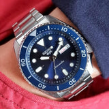 Seiko 5 Sports Automatic Analog Blue Dial Silver Steel Strap Watch For Men - SRPD51K1