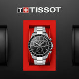 Tissot V8 Quartz Chronograph Black Dial Silver Steel Strap Watch For Men - T106.417.11.051.00
