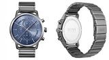Hugo Boss Architectural Chronograph Blue Dial Grey Steel Strap Watch for Men - 1513574