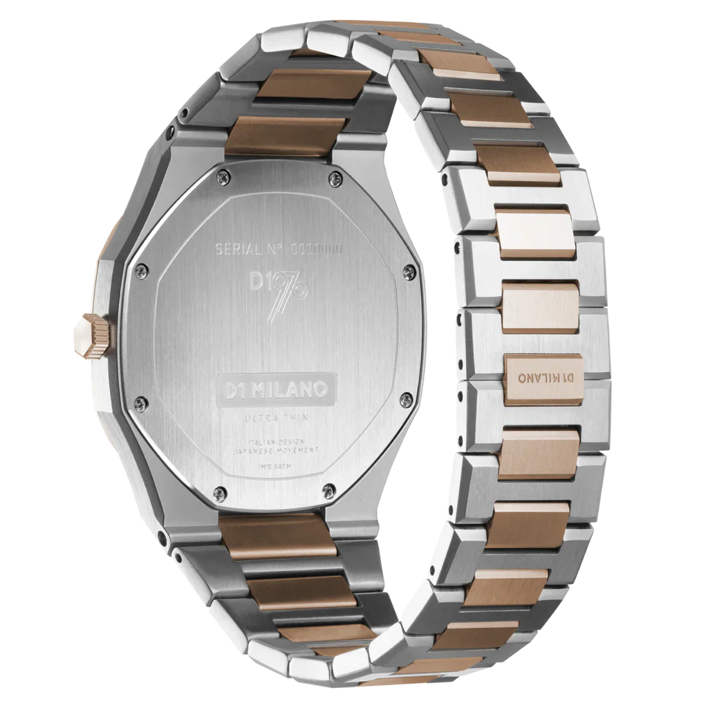 D1 Milano Ultra Thin Silver Dial Two Tone Strap Watch for Women - D1-UTBJ01