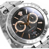 Versace Aion Chronograph Black Dial Silver Steel Strap Watch For Men - VE1D01019