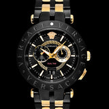 Versace V-Race Analog Quartz Black Dial Two Tone Steel Strap Watch For Men - VEBV00619