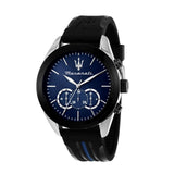 Maserati Traguardo Chronograph Blue Dial Black Silicone Strap Watch For Men - R8871612044
