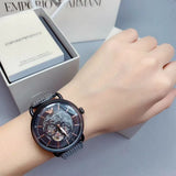 Emporio Armani Meccanico Automatic Black Dial Black Mesh Bracelet Watch For Men - AR60025
