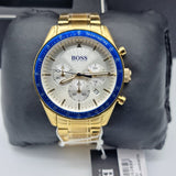 Hugo Boss Trophy White Dial Gold Steel Strap Watch for Men - 1513631