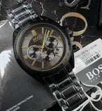 Hugo Boss Driver Chronograph Black Dial Black Steel Strap Watch for Men - 1513277