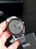 Hugo Boss Peak Chronograph Black Dial Silver Steel Strap Watch for Men - 1513762
