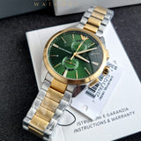 Emporio Armani Claudio Chronograph Green Dial Two Tone Steel Strap Watch For Women - AR11511