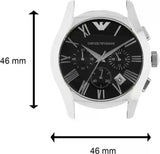 Emporio Armani Valente Chronograph Black Dial Black Leather Strap Watch For Men - AR1633