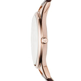 Emporio Armani Aurora Mother of Pearl White Dial Brown Leather Strap Watch For Women - AR11057
