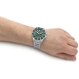 Emporio Armani Diver Automatic Green Dial Silver Steel Strap Watch For Men - AR60061