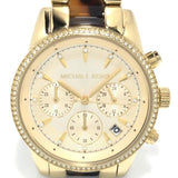 Michael Kors Ritz Chronograph Gold Dial Two Tone Steel Strap Watch for Women - MK6322