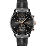 Hugo Boss Associate Chronograph Black Dial Black Mesh Bracelet Watch for Men - 1513811