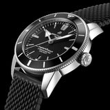 Breitling Superocean Heritage B20 Automatic 44 Black Dial Black Mesh Bracelet Watch for Men - AB2030121B1S1