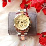 Michael Kors Runway Gold Dial Two Tone Steel Strap Watch for Women - MK5137