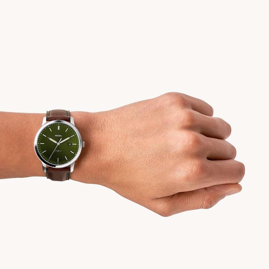 Fossil The Minimalist 3H Black Dial Brown Leather Strap Watch for Men - FS5464