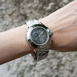 Swarovski Octea Lux Sport Chronograph Black Dial Silver Steel Strap Watch for Women - 5610520