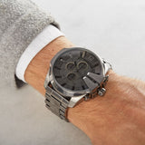 Diesel Mega Chief Chronograph Grey Dial Grey Steel Strap Watch for Men - DZ4282