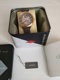 Fossil Suitor Mechanical Grey Dial Grey Leather Strap Watch for Women - BQ3265