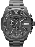 Diesel Mega Chief Chronograph Black Dial Black Steel Strap Watch For Men - DZ4283