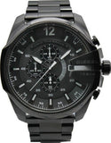 Diesel Mega Chief Chronograph Black Dial Black Steel Strap Watch For Men - DZ4283