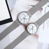 Calvin Klein Minimal White Dial Silver Mesh Bracelet Watch for Women - K3M5215X