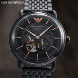 Emporio Armani Meccanico Automatic Black Dial Black Mesh Bracelet Watch For Men - AR60025