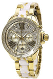 Michael Kors Wren Chronograph Diamonds Gold Dial Two Tone Steel Strap Watch for Women - MK6157