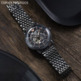 Emporio Armani Meccanico Automatic Black Dial Black Mesh Bracelet Watch For Men - AR60025