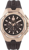 Philipp Plein Octagon Brown Dial Brown Silicone Strap Watch for Men - PWTBA0223